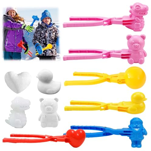 Pinze per palla di neve per bambini, 6 pezzi, per palla di neve, per attività all'aperto, diverse forme con diametro di 7 cm, adatto per bambini e adulti, per giocare a palla di neve nella neve