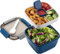 MINIMARG Salad Lunch Box 1.1L – Large Salad Bowl with Lid, BPA-Free |3-Compartment Bento Box Microwave Safe – Yumbox Style Salad Bowl with Dressing Containers, Built-in Reusable Spoon (Blue)
