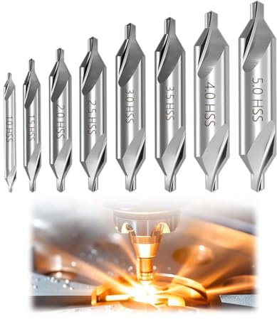 8 piezas Broca centrar HSS, Juego de brocas centrales HSS, Juego de brocas centrales para metal, Taladro central de metal, Avellanador de broca central HSS, 1.0, 1.5, 2.0, 2.5, 3.0, 3.5, 4.0, 5.0