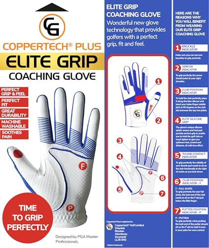 Coppertech PLUS ELITE GRIP COACHING GLOVE - BEST TRAINING GOLF GLOVE EVER AND BRILLIANT PRICE AND VALUE! (Womens Left-Hand One-Size)