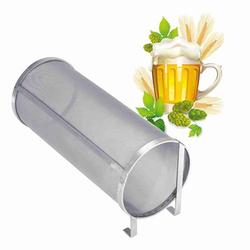 Segutage Filtre à Bière, Maille Filtre INOX 300 Micron Accessoire Brassage Maison, Beer Hop Maille Filtre avec Crochet pour Filtrer Les Brasseries Maison Vin Les Fûts (Argent, 15 * 35cm)