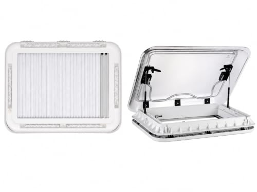 XENPER Claraboya Camper 70x50 cm Transparente Ahumada con Oscurecedor y Mosquitera, Ventana de Techo para Caravana, Autocaravana y Furgoneta Camper, Homologación 43R