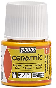Pébéo - Keramik - Deckende Farbe für Terrakotta, Keramik und Steingut - Flasche 45 ml - Gelb Orange
