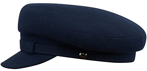 Sterkowski Maciejowka Model 2 Mütze | Wolle Schirmmütze für Herren und Frauen | Wollmütze Elbsegler Schildmütze Fiddler Cap 61 cm Dunkelblau