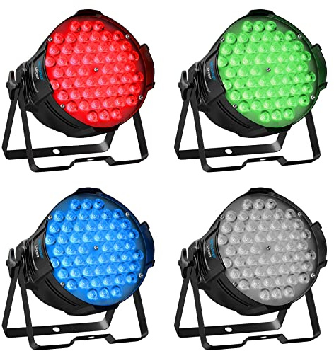 Stage Light 54x3W RGB 3 in 1 LED Par Lights Disco Light' for Parties with Sound Activated & DMX Control Dj Lights' for Show, Stage, Church, Party, Wedding, Concert, Club (4)