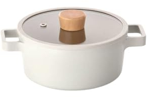 Fika NEOFLAM Mini Petit Pot for Stovetops and Induction | Wood knob and Glass Lid | Made in Korea (7 inch / 1.6qt)