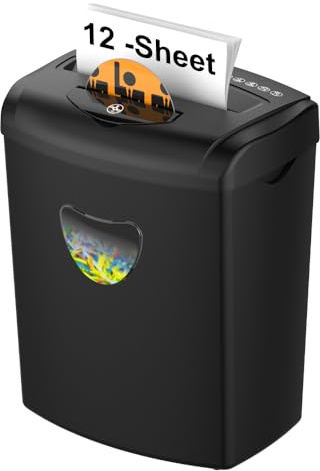 Woolsche Paper Shredder, 12-Sheet Cross Cut with 5.55-Gallon Basket, P-4 Security Level, 3-Mode Design Shred Card/CD/Staple/Clip, Heavy Duty with Jam Proof System, Paper Shredder for Office (ETL)