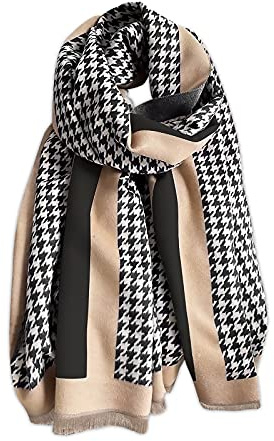 LumiSyne Invernale Sciarpa In Cashmere Moda Scialle Per Donna Pied De Poule Classico Pashmina Sciarpe Con Nappa Calda Morbida Lungo Addensato Stole