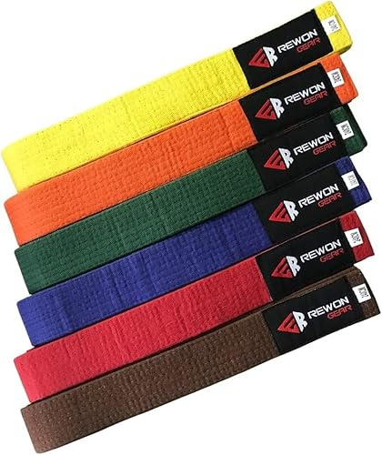 URBANSBEE Cinturón de Judo Karate Taekwondo, Múltiples Colores Doble Envoltura Artes Marciales jiu Jitsu BJJ Raya Cinturóns Deportivo para Hombres Mujeres Entrenamiento y competición