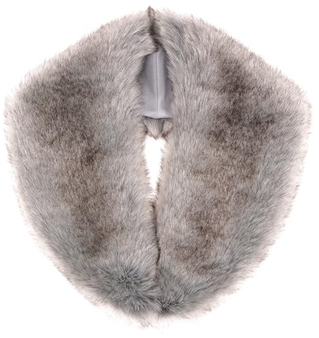 Futrzane Siberian Kragen - 20er Jahre Fellkragen Damen - Faux Fell Pelz Schal (Silber Siberian)