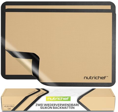 NutriChef Tappetino Silicone Forno, Rettangolare, Riutilizzabile Antiaderente per Dolci, Biscotti, Pane e Pizza, Facile da Pulire, Sicuro per Alimenti, per Casa e Cucina, Fino a 250°C, Nero