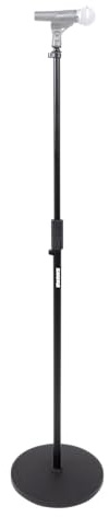 Shure by Gator Round Base Microphone Stand with 10 Base, height adjustable, fits Both US and Euro Mic Clips, black (SH-RBMICSTAND10)