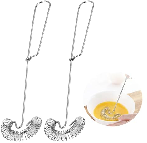 2 Pezzi Frusta a Spirale in Acciaio Inox, Frusta a Spirale Manuale Mini Frusta da Cucina adatta per Montare e Mescolare Panna, Salse, Latte, Uova