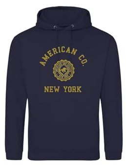 AMERICAN COLLEGE USA Tröja tröja med tryck varma kläder unisex barn pojkar och flickor casual modell ACSCW4 Navy 16 år, Färg: blå, 16 �r
