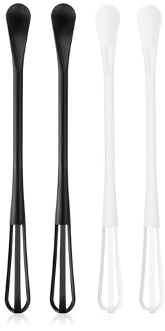 Jeffdad 4 Stück Mini Schneebesen, Multifunktion Küchen Schneebesen mit Minilöffel, 2 in 1 Rührbesen Gewürzlöffel Rührlöffel, PP Plastic Whisk für Mischen Rühren Schlagen Aufschäumen Schaumrühren