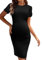 hohololo Robe de grossesse en tricot pour femme - Manches bouffantes moulantes - Robe de grossesse, Noir-a, S