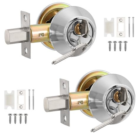 PATIKIL Keyed Alike Double Cylinder Deadbolts, 2 Pack Keyed Entry Door Knob Anti-Theft Exterior Door Hardware for Front Door and Entrance Door, Silver