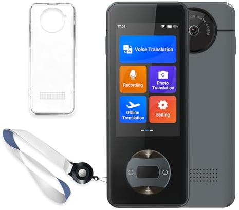 ANFIER Sprachübersetzer Gerät Kein WLAN erforderlich Instant Translator 2024 für 144 Sprachen und Akzente AI Elektronische Fremdsprachenübersetzer W10S Grau
