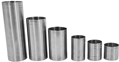 Chabrias Stainless Steel Copper Thimble Measure Bar Pub Club Spirit Measure CE Marked Government Stamped (Silver, Full 6 Piece Set)