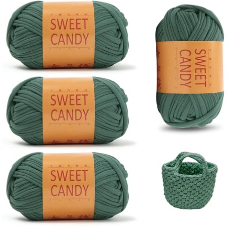 YZROHYI 4 PCS Dickesgarn zum Häkeln,Amigurumi zum Stricken,HäKelgarn für Anfänger,Textilgarn für Strickliesel,Crochet Yarn Blanket,Jersey für Taschen,Webrahmen Yarn zum Basteln