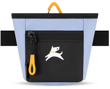 OllyDog Goodie Treat Bag, Dog Treat Pouch, Waist Belt Clip for Hands-Free Training, Magnetic Closure, Dog Training and Behavior Aids, Three Ways to Wear (Blue Heron)