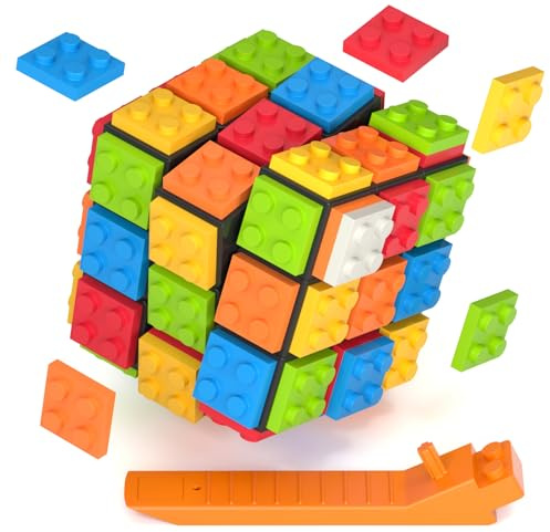 ROXENDA Brick 3x3 Cubo de Velocidad, Cubo Magique con Piezas Desmontables, Juguete Educativo para Niños – Estimula el Pensamiento Lógico y la Coordinación Manual