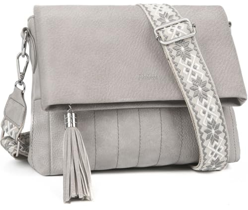 BITUOR Umhängetasche Damen Handtasche mittelgroß Schultertasche Tasche mit Verstellbar Abnehmbar Breiter Gurt mit Geldbörsenfach für täglichen Gebrauch
