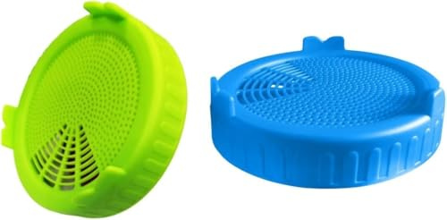 2Pcs Blue and Green Sproutings Lids jar Sprouting Lids Plastic Sprouting Lidses with Stainless Steel Screen for Wide Mouth to Grow Beans Sprouts Jars Canning Cookware Home Kitchen Tools