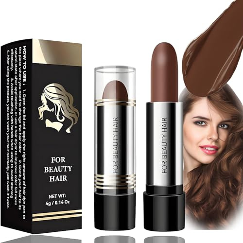 Temporary Hair Dye Pen for Grey Hair Coverage & Root Touch Up – Waterproof Sweat-Resistant Dark Color Stick with Herbal Formula, Instant Root & Beard Concealer, Easy Application (Coffee)