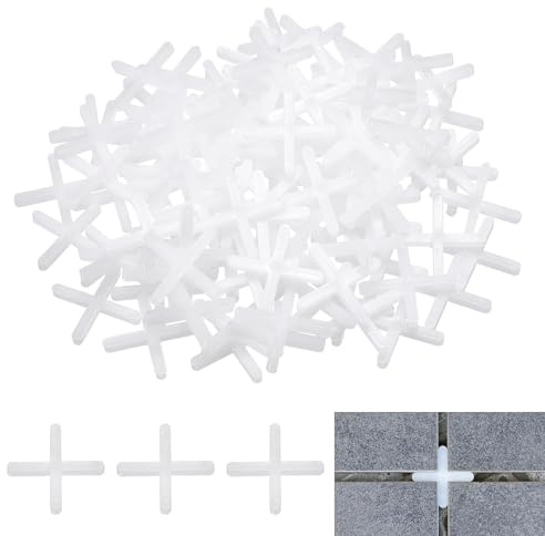 QUARKZMAN 600Pcs Distanziatori Per Piastrelle, 3mm 1/8 Spessore A Forma Di Croce Strumenti Per Posare Piastrelle Per Installazione Piastrelle Ceramiche (Plastica PE, Bianco)