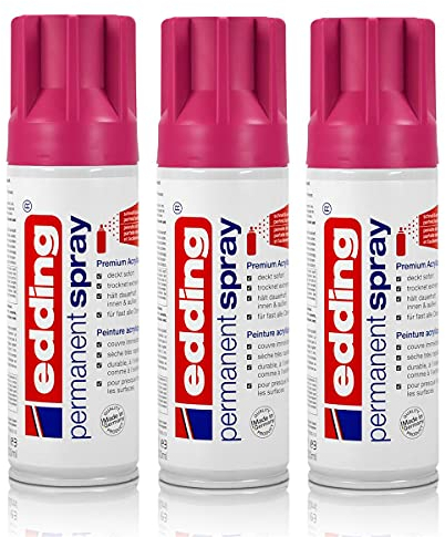 3x edding Permanent Spray telemagenta 200 ml Premium Acryllack, RAL 4010