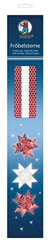 Ursus 34800000 - Papierstreifen für Fröbelsterne, weiß / rot, aus hochwertigem Bastelpapier, 80 Streifen in 2 verschiedenen Designs für ca. 20 Sterne, Bastelklassiker zur Weihnachtszeit