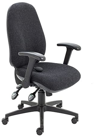 Office Hippo Physio Approved Desk Chair, Ergonomic Home & Office Chair With Adjustable Seat, Back & Lumbar Pump For Comfort & Support, Computer Chair With Flip Up Arms - Charcoal