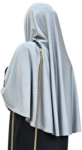 Women´s XL one piece instant Hijab with chin cover al Amira Instant Hijab Ready to Wear Soft Head Wrap Muslim Head Scarf Pull on Headwear (Light Grey)
