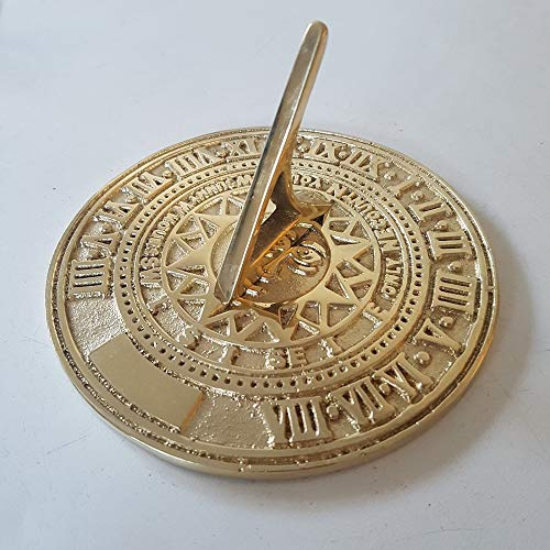 DTB TECH garden ornaments and accessories Solid Polished Brass 'Only Count Your Sunny Hours' Sundial - 125mm