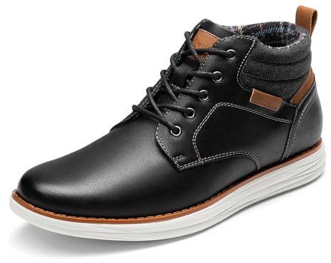 Bruno Marc Scarpe Moto Uomo Classici Lace-Up Boots Suola in EVA Chukka Stivali Uomo Scarpa Casual Stivaletti,Size 47,Nero,GRAND-HIGH