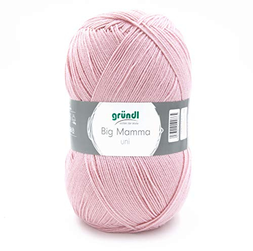 Gründl Wolle Big Mamma uni - XXL Wolle zum Stricken - Strickgarn - Weich und hautfreundlich - 100 % Polyacryl - 1 Knäuel 400 g / 1040 m - Nadelstärke 3,5- 4,5 - rosa