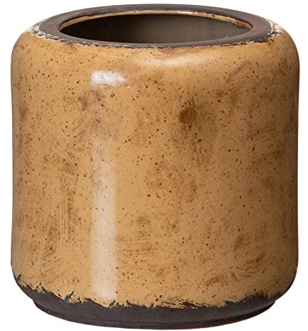 LOLAhome Zylindrischer Blumentopf aus Keramik, braun, Ø 18 x 17 cm