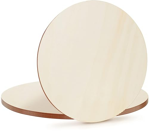 Belle Vous 6 Pack of Wooden Unfinished Round Circles - 45cm/17.72 Inches with 2.4mm Thickness - Plain Natural Blank Wood Discs Slices Cutouts for Crafts, Coasters, Home Decorations and Ornaments