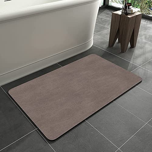 KAZOLEN rutschfeste Badematte Super Absorbierende Badezimmerteppich: dünn 40 x 60 cm Waschbar schnelltrocknende Badvorleger Duschvorleger für Dusche, Badewannen und Badezimmer, Toilette, braun