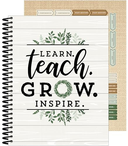 Carson Dellosa Education Modern Farmhouse Teacher Planner 2025-2026,Undated 8 x 11 Lesson Plan Book With Stickers, Class Schedule & Weekly Calendar School Supplies, Homeschool & Classroom Must Haves