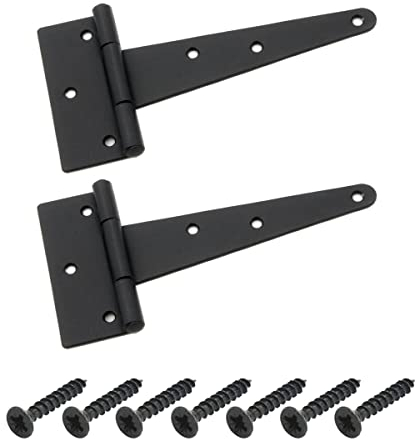 BRESKO Kreuzgehänge schwarz Scharnier Torband Türband Ladenband T-Scharniere T-Bänder 2er Set mit Schrauben (100x30x65x2 mm)