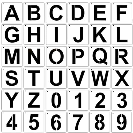 Schablonen zum Malen auf Holz, 36 Stück und Zahlenschablonen, wiederverwendbare Schriftvorlagen