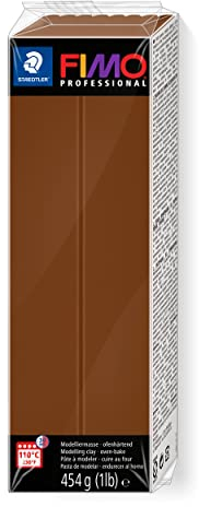 STAEDTLER ofenhärtende Modelliermasse FIMO Professional, Noisette, Großblock 454g, Feste Konsistenz für Filigrane Arbeiten, speziell für Profis und Künstler, 8041-78