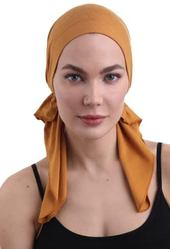 Deresina Pre-Tied Chemo Bandana for Women – Soft Bamboo Turban & Head Scarf for Hair Loss & Alopecia – Breathable Headwear (Honey - One Size)