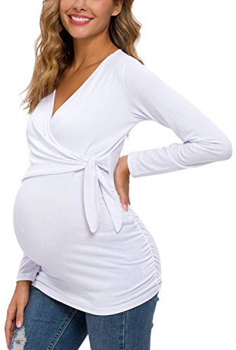 Love2Mi Women's Maternity Breastfeeding Tops Long&Short Sleeve Nursing Tops V-Neck Maternity T-Shirt Pregnancy Clothes