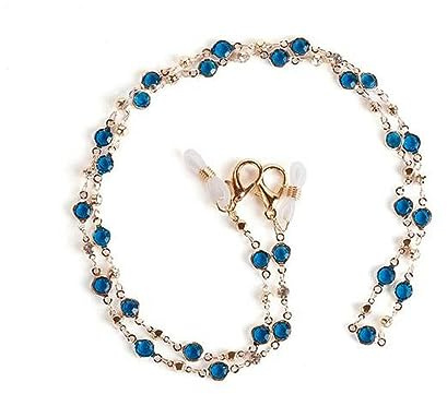 QQLADY Cadena de gafas de cristal bohemio para mujer, máscara con cuentas de corazón y perlas, cuerda colgante, accesorios para gafas, cadena para máscara, gafas de sol, cadena de cuerda
