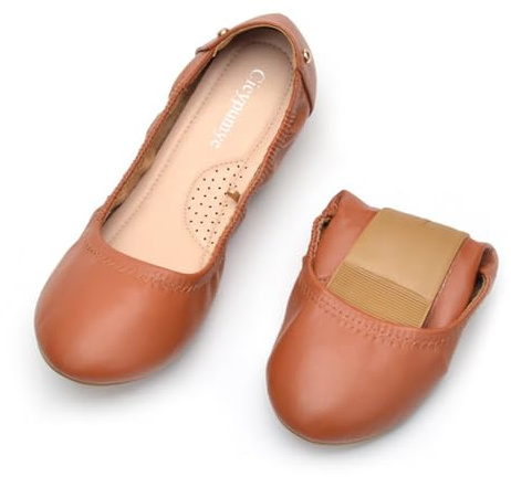 Rojeam Ballerine Classiche Donna Scarpe Ballerine Pieghevoli Scarpe da Mettere Suola Morbida Marrone 39 EU