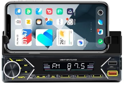 Belson Autoradio BS-2504 con Soporte para Smartphone hasta 8” Radio FM Potencia de Salida máxima 4x45W Doble USB Carga y Reproductor MP3 Kit Manos Libres y transmisión de Audio inalámbrica.