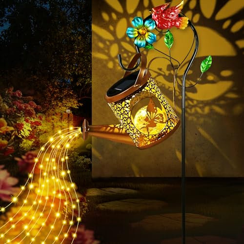 Joellfuner Lampada Solare per Annaffiatoi, Annaffiatoio Luci Solari da Giardino con Supporto, Luci Giardino Energia Solare, Decorazione Lampade da Esterno Giardino per Giardino, Terrazza Cortile